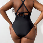 Halterneck-baddräkt för dam med nyckelhålsöppning-Swimwear for women-Fjallbarn