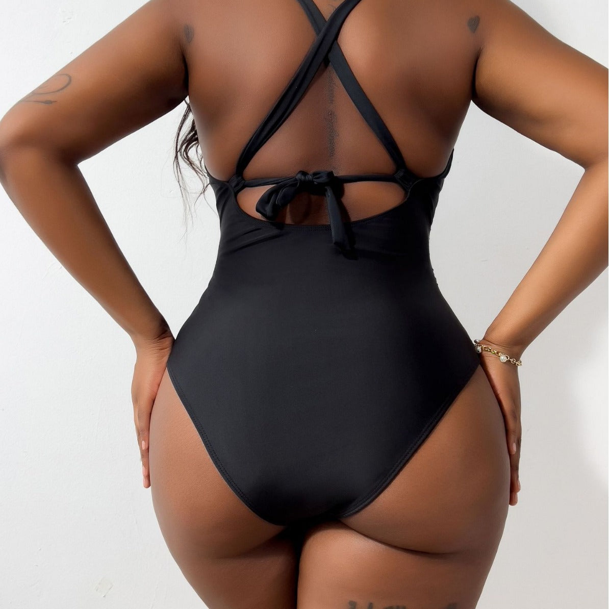 Halterneck-baddräkt för dam med nyckelhålsöppning-Swimwear for women-Fjallbarn