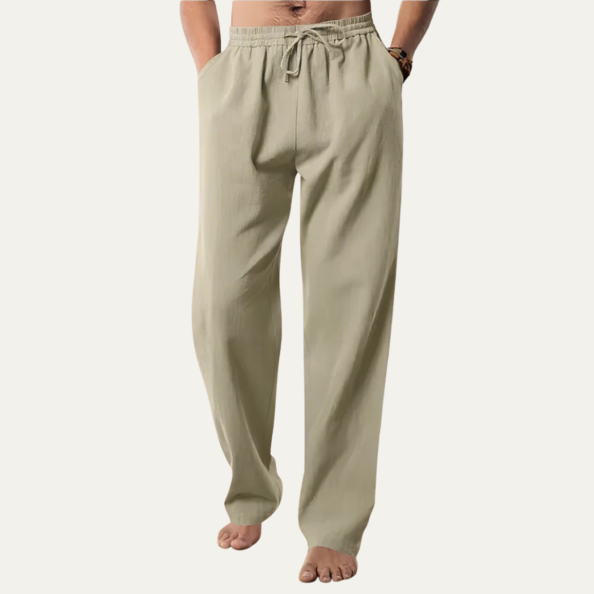 Hampabyxor med raka ben och dragsko för herr-Pants for Men-Fjallbarn