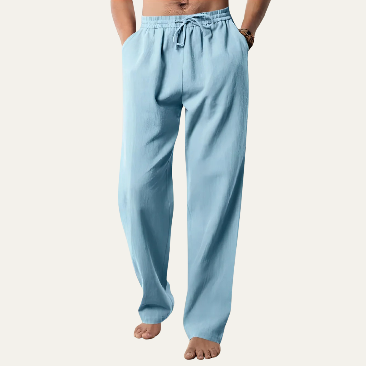 Hampabyxor med raka ben och dragsko för herr-Pants for Men-Fjallbarn
