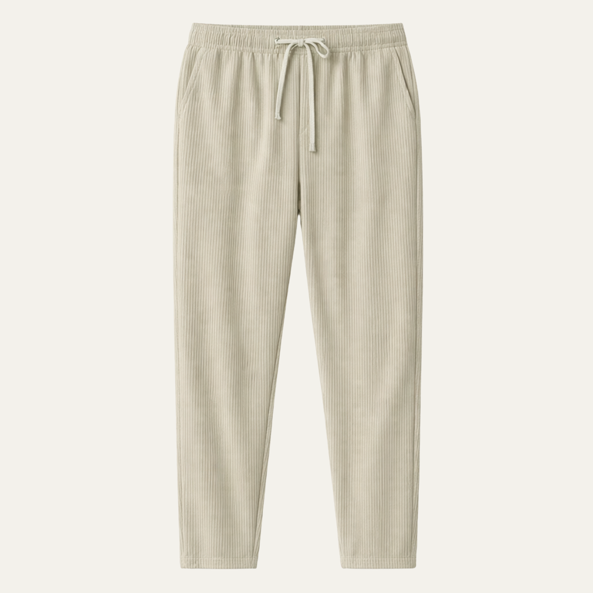 Herr byxor med elastisk midja och dragsko samt rak benform-Pant for Men-Fjallbarn