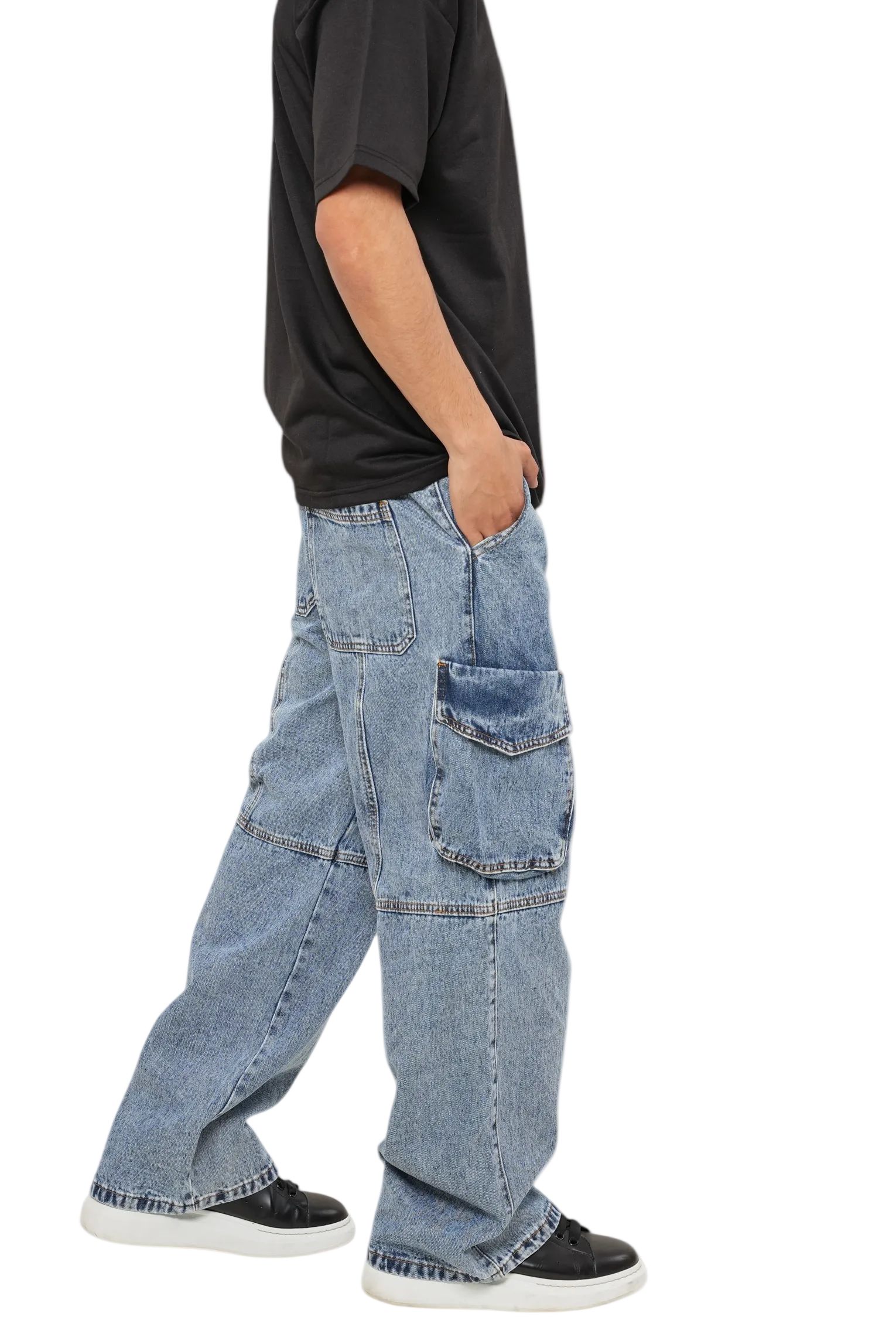 Herr cargodenim med raka ben-Pant for Men-Fjallbarn