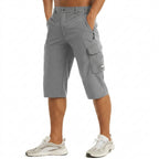 Herr cargoshorts i trekvartslängd med benfickor och dragkedja-Shorts for men-Fjallbarn
