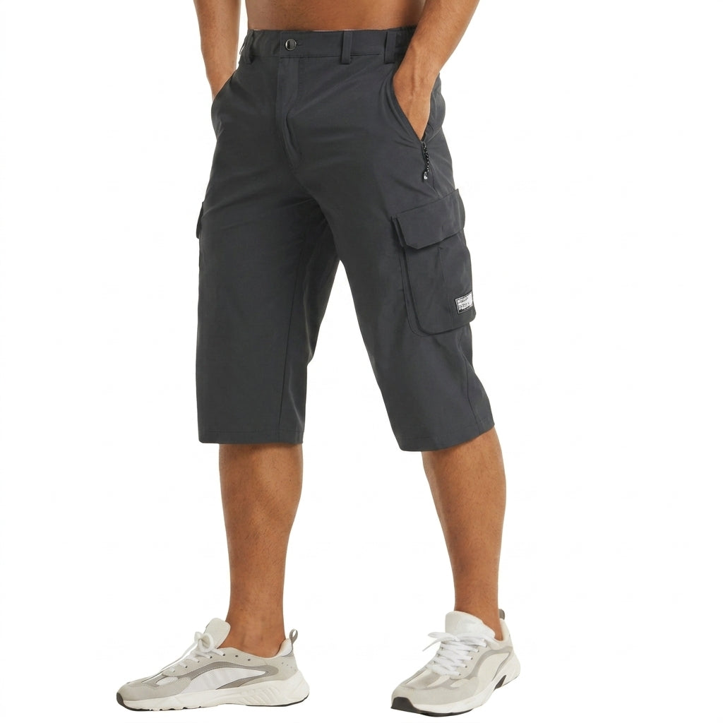 Herr cargoshorts i trekvartslängd med benfickor och dragkedja-Shorts for men-Fjallbarn
