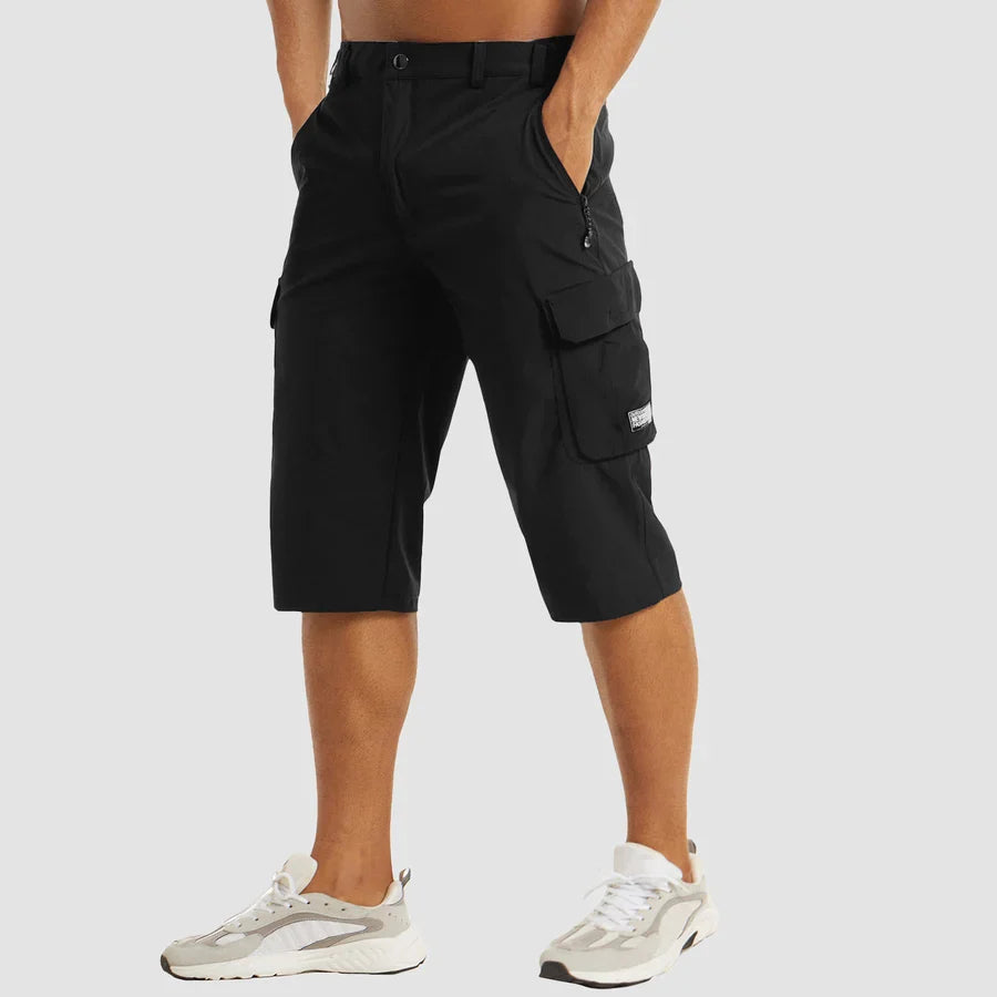 Herr cargoshorts i trekvartslängd med benfickor och dragkedja-Shorts for men-Fjallbarn
