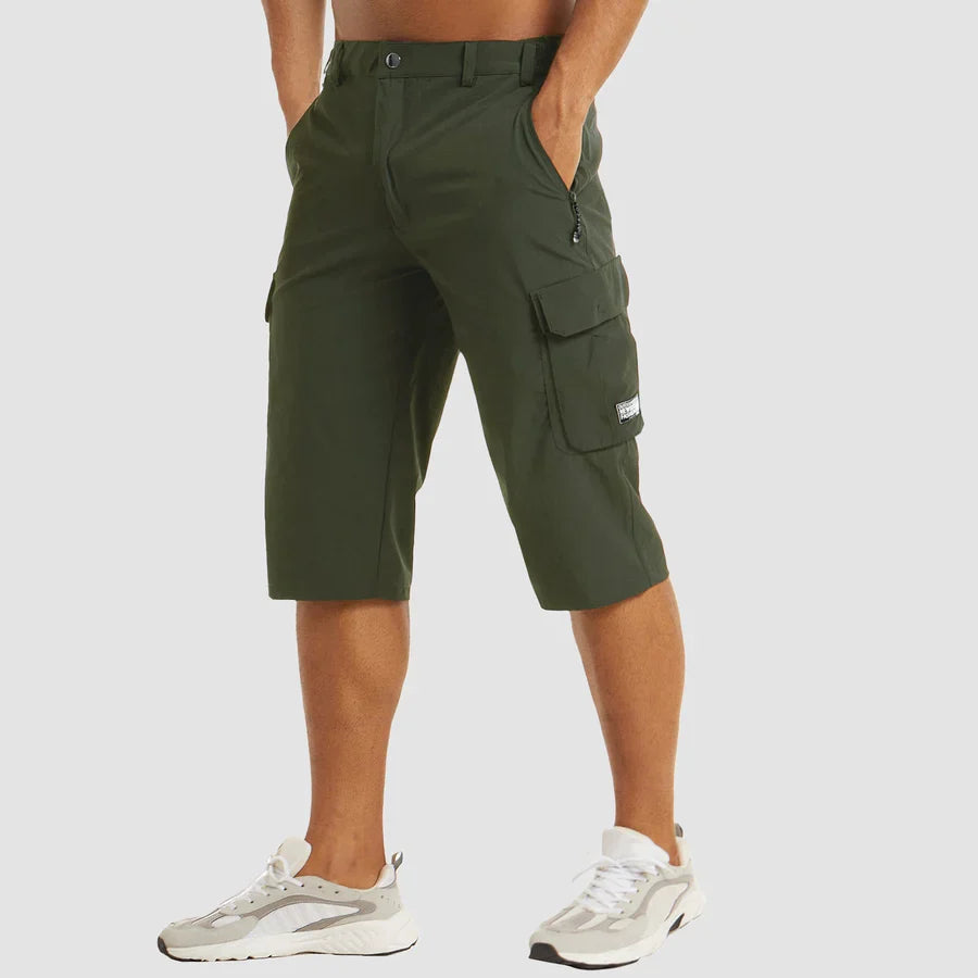 Herr cargoshorts i trekvartslängd med benfickor och dragkedja-Shorts for men-Fjallbarn