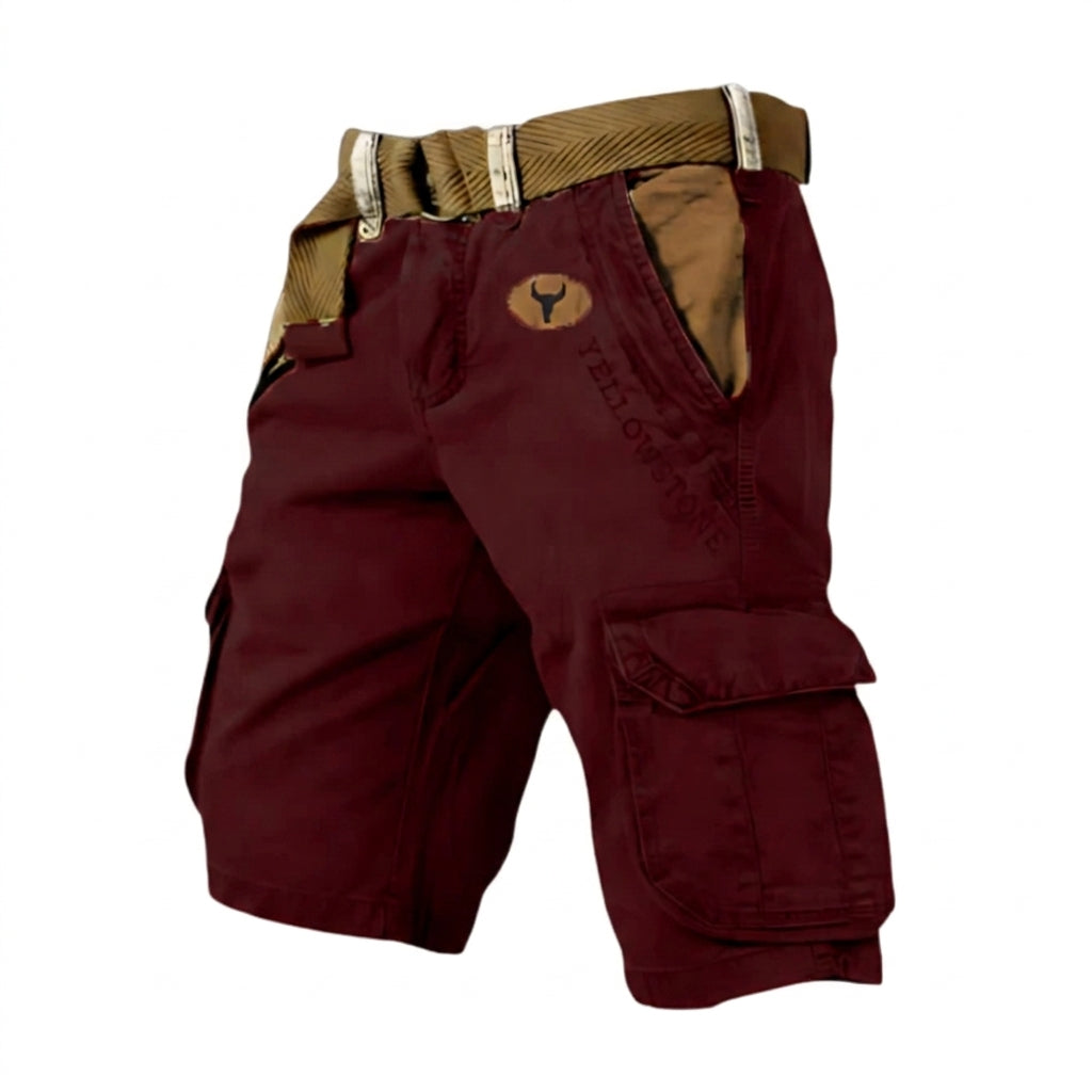 Herr Cargoshorts med bälte och grafiskt tryck-Shorts for men-Fjallbarn