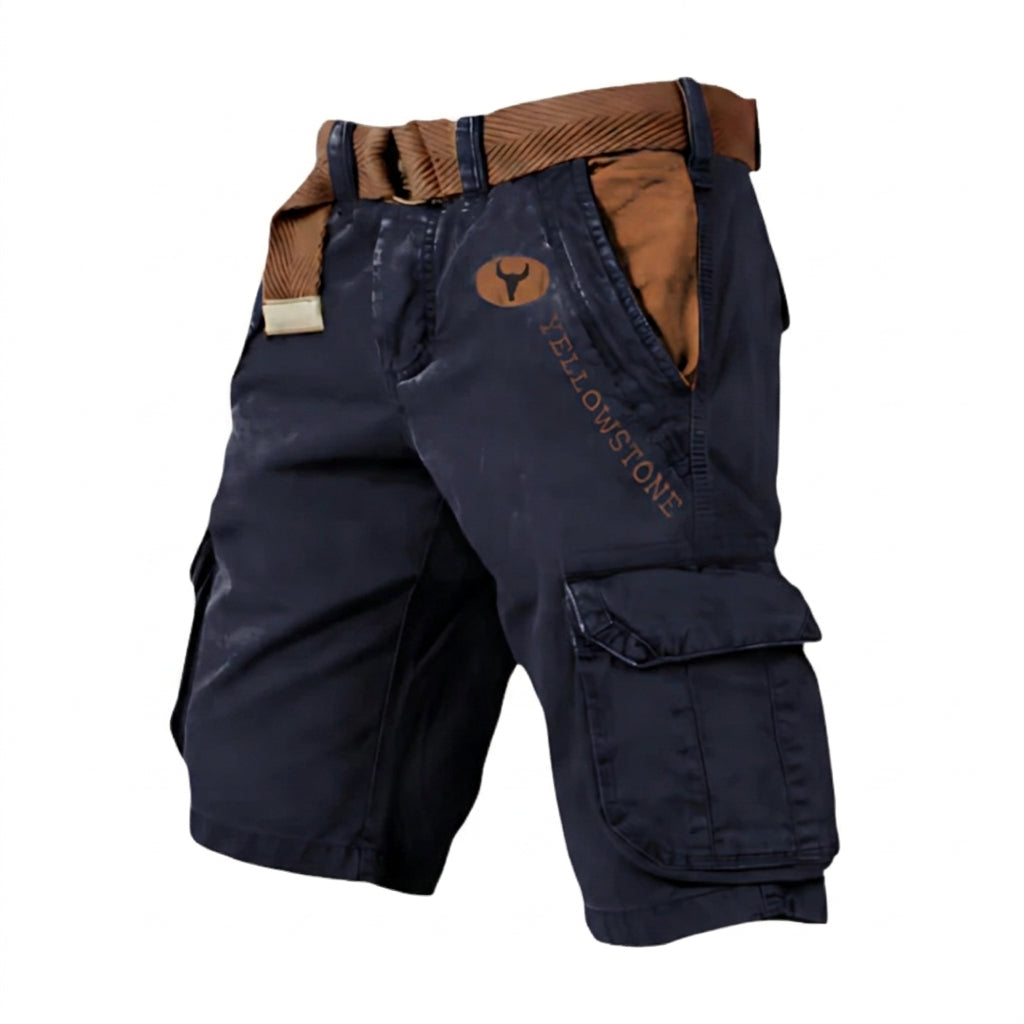 Herr Cargoshorts med bälte och grafiskt tryck-Shorts for men-Fjallbarn