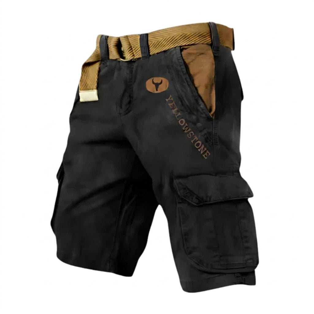 Herr Cargoshorts med bälte och grafiskt tryck-Shorts for men-Fjallbarn