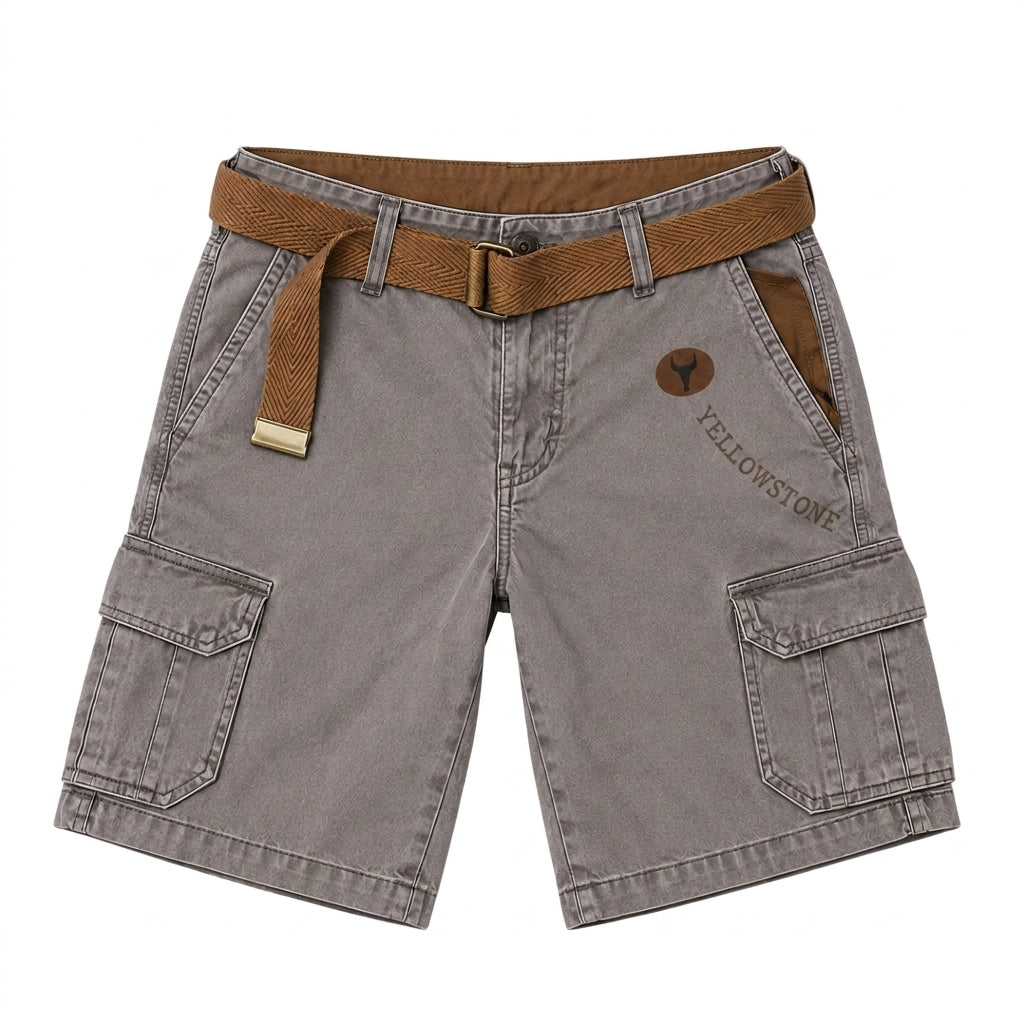 Herr Cargoshorts med bälte och grafiskt tryck-Shorts for men-Fjallbarn