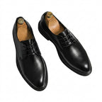 Herr derbyskor med blank yta, snörning och kraftig sula-Dress shoes for men-Fjallbarn