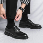 Herr derbyskor med blank yta, snörning och kraftig sula-Dress shoes for men-Fjallbarn