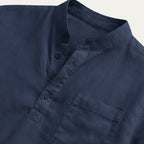 Herr kortärmad henley-skjorta med kinakrage och bröstficka-Shirts for men-Fjallbarn