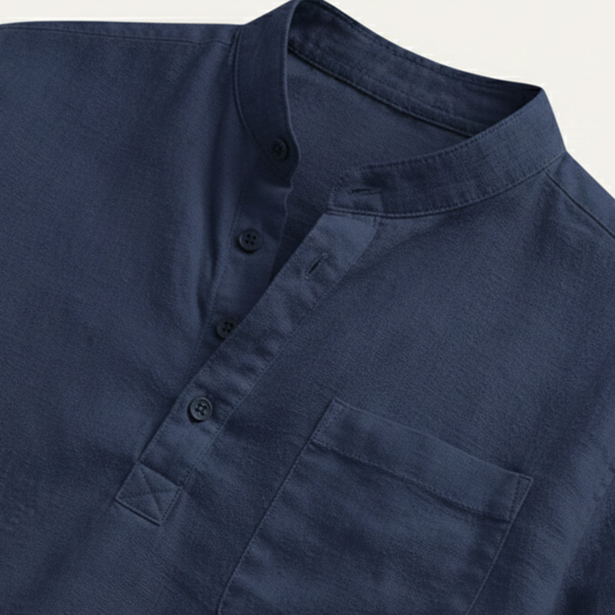 Herr kortärmad henley-skjorta med kinakrage och bröstficka-Shirts for men-Fjallbarn