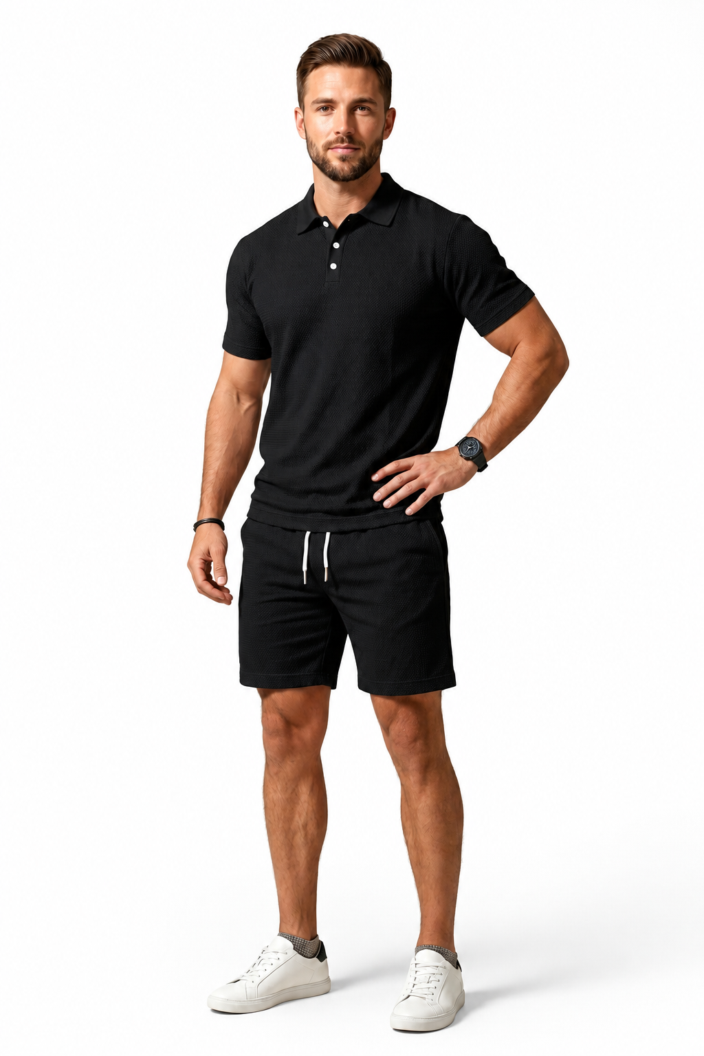 Herr Kortärmad Kavaj och Shorts Set-Sets for Men-Fjallbarn
