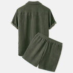 Herr kortärmad skjorta med bröstficka och shorts med dragsko-Sets for Men-Fjallbarn