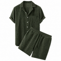 Herr kortärmad skjorta med bröstficka och shorts med dragsko-Sets for Men-Fjallbarn