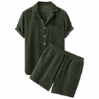 Herr kortärmad skjorta med bröstficka och shorts med dragsko-Sets for Men-Fjallbarn