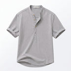 Herr Kortärmad Skjorta med Kinakrage och Knappar-Shirts for men-Fjallbarn