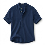 Herr Kortärmad Skjorta med Kinakrage och Knappar-Shirts for men-Fjallbarn