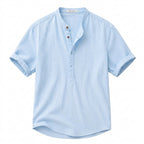 Herr Kortärmad Skjorta med Kinakrage och Knappar-Shirts for men-Fjallbarn