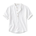 Herr Kortärmad Skjorta med Kinakrage och Knappar-Shirts for men-Fjallbarn