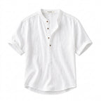 Herr Kortärmad Skjorta med Kinakrage och Knappar-Shirts for men-Fjallbarn