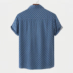 Herr kortärmad skjorta med prickigt mönster och knappar-Shirts for men-Fjallbarn