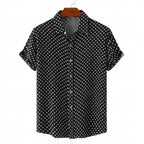 Herr kortärmad skjorta med prickigt mönster och knappar-Shirts for men-Fjallbarn