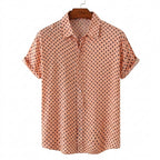 Herr kortärmad skjorta med prickigt mönster och knappar-Shirts for men-Fjallbarn