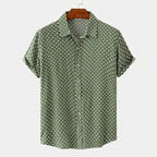 Herr kortärmad skjorta med prickigt mönster och knappar-Shirts for men-Fjallbarn