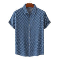 Herr kortärmad skjorta med prickigt mönster och knappar-Shirts for men-Fjallbarn