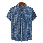 Herr kortärmad skjorta med prickigt mönster och knappar-Shirts for men-Fjallbarn