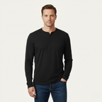 Herr långärmad henleytröja med knappslå-Shirts for men-Fjallbarn