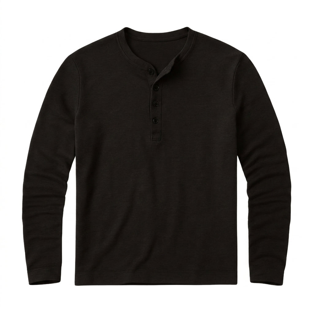 Herr långärmad henleytröja med knappslå-Shirts for men-Fjallbarn
