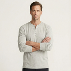 Herr långärmad henleytröja med knappslå-Shirts for men-Fjallbarn