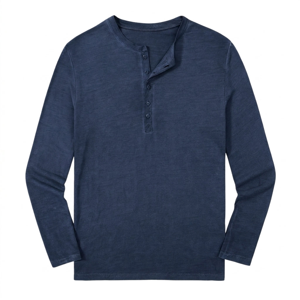 Herr långärmad henleytröja med knappslå-Shirts for men-Fjallbarn