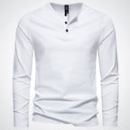 Herr långärmad henleytröja med knappslå och ribbade muddar-Shirts for men-Fjallbarn