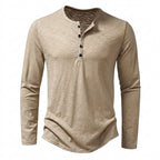 Herr långärmad henleytröja med slub-textur och rundad fåll-Shirt for men-Fjallbarn