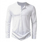 Herr långärmad henleytröja med slub-textur och rundad fåll-Shirt for men-Fjallbarn