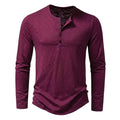 Herr långärmad henleytröja med slub-textur och rundad fåll-Shirt for men-Fjallbarn