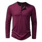 Herr långärmad henleytröja med slub-textur och rundad fåll-Shirt for men-Fjallbarn