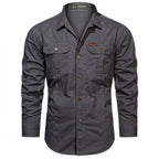Herr långärmad skjorta med bröstfickor och knappar-Shirts for men-Fjallbarn