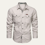 Herr långärmad skjorta med bröstfickor och knappar-Shirts for men-Fjallbarn