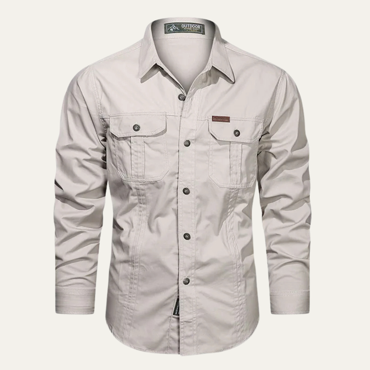 Herr långärmad skjorta med bröstfickor och knappar-Shirts for men-Fjallbarn