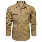 Herr långärmad skjorta med bröstfickor och knappar-Shirts for men-Fjallbarn