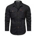Herr långärmad skjorta med bröstfickor och knappar-Shirts for men-Fjallbarn
