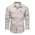Herr långärmad skjorta med bröstfickor och knappar-Shirts for men-Fjallbarn