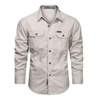 Herr långärmad skjorta med bröstfickor och knappar-Shirts for men-Fjallbarn