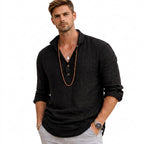Herr långärmad skjorta med henley-krage och knappar-Shirts for men-Fjallbarn